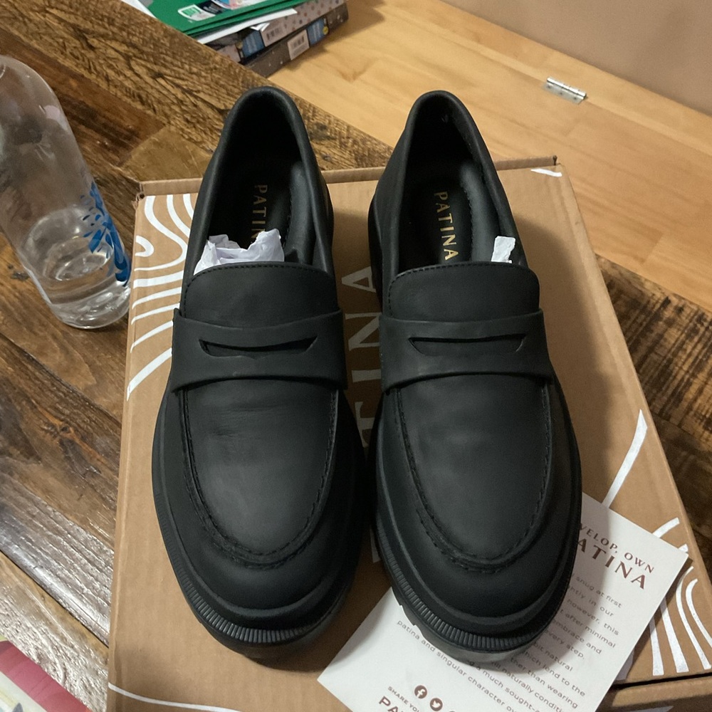 Portland leather Zoe chunky loafer 8.5 shadow black